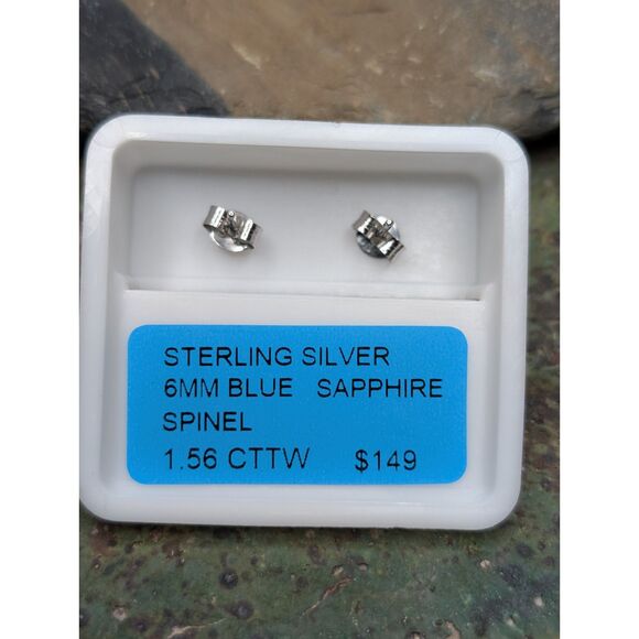 💙 Sterling Silver Blue Sapphire Spinel Stud Earrings – 6mm – 1.56 CTW - Picture 3 of 3